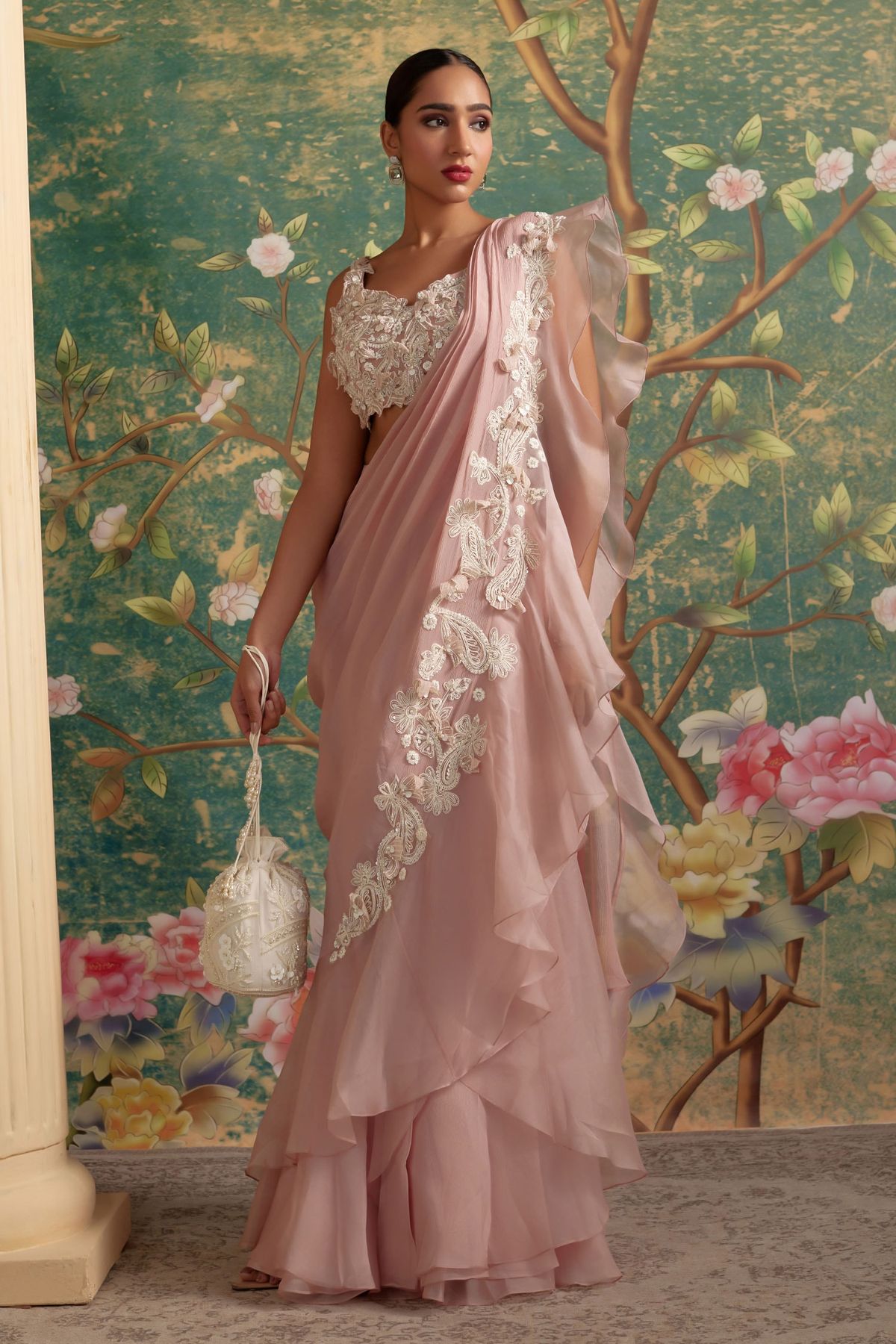 Organza Floral Drape Set